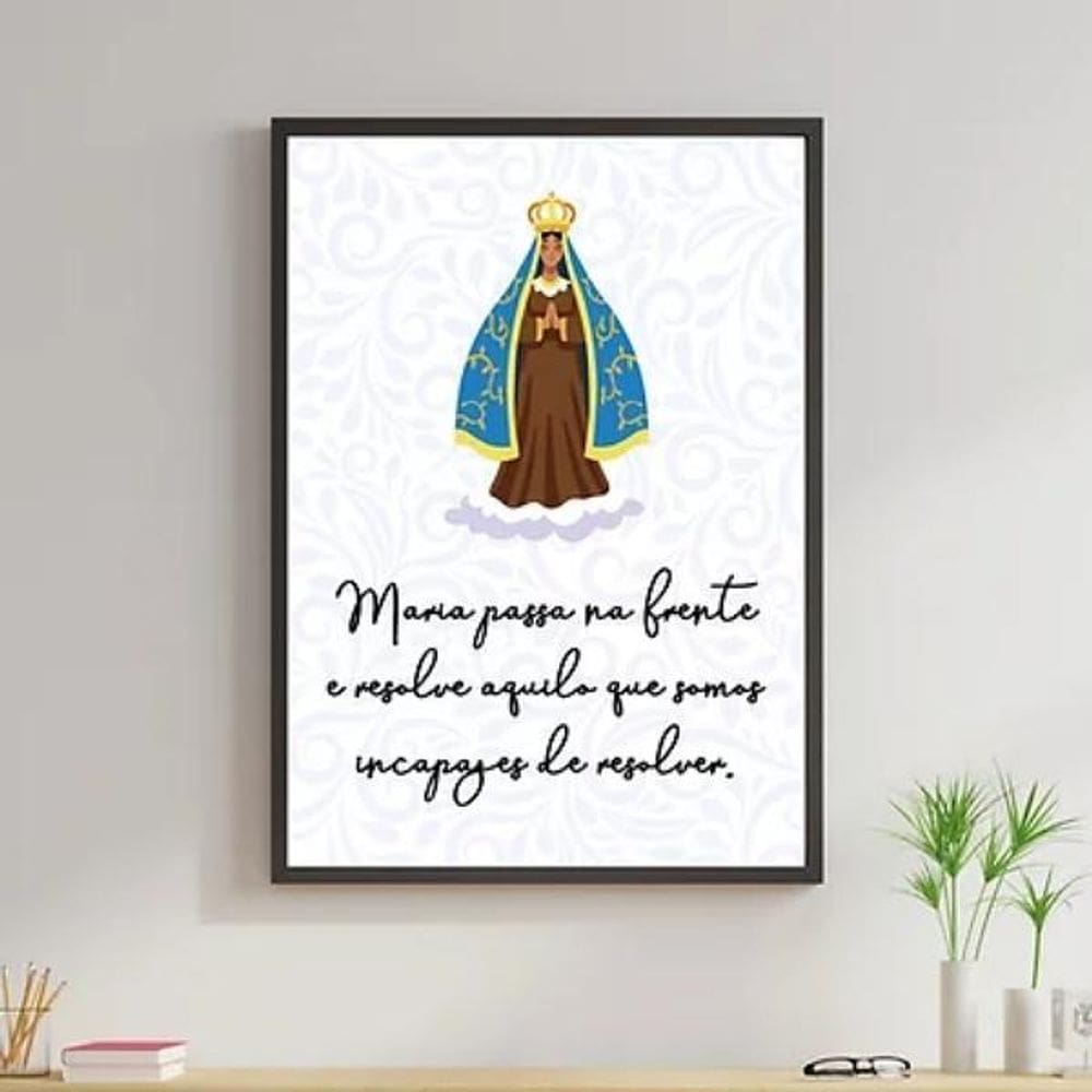 Quadro Maria Passa Na Frente 24X18Cm - Madeira Preta