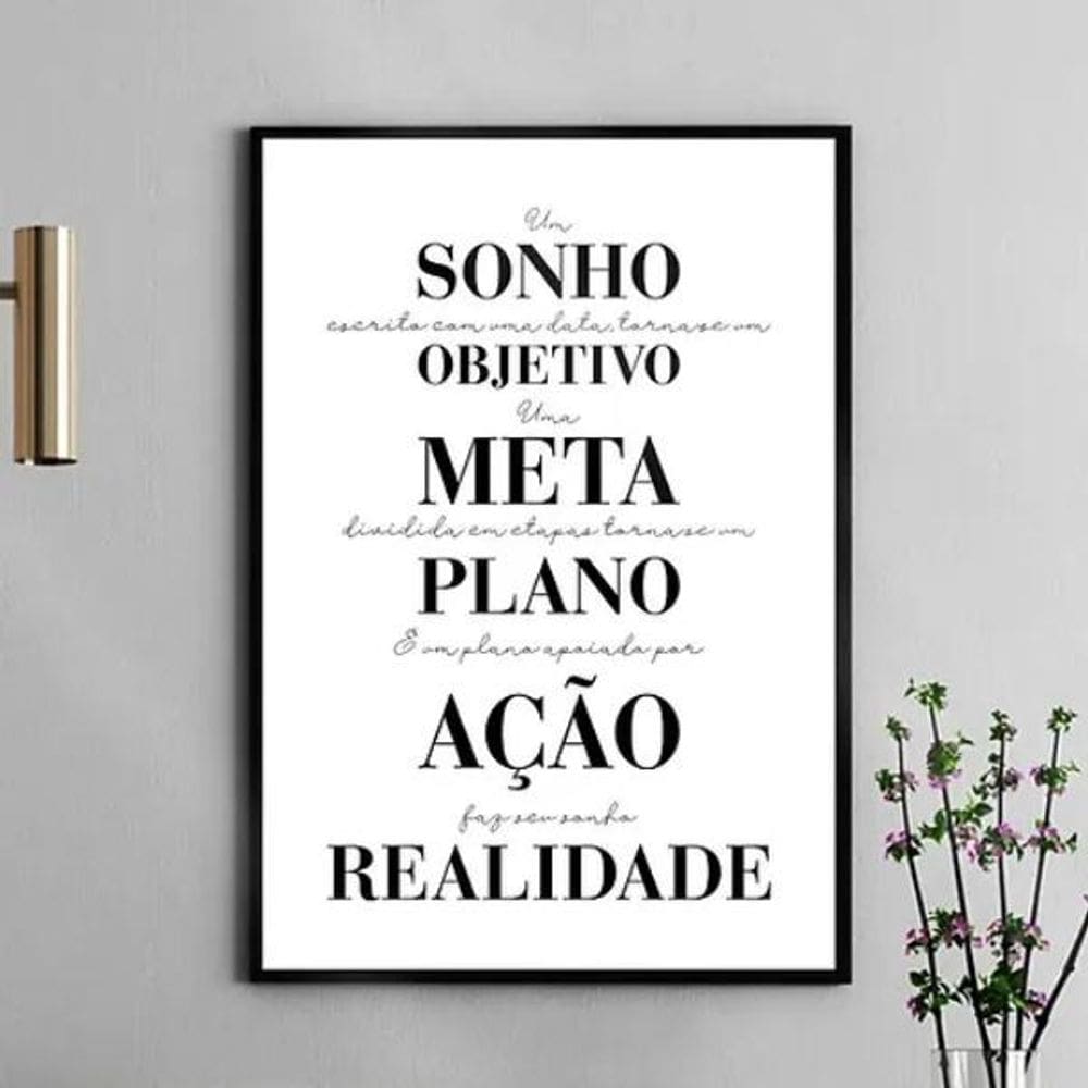 Quadro Motivacional Plano Ação Realidade 45X34Cm - Com Vidro
