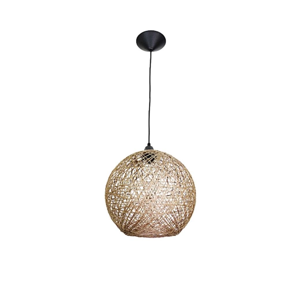 Luminária De Teto Artesanal Em Fibra Natural 25Cm