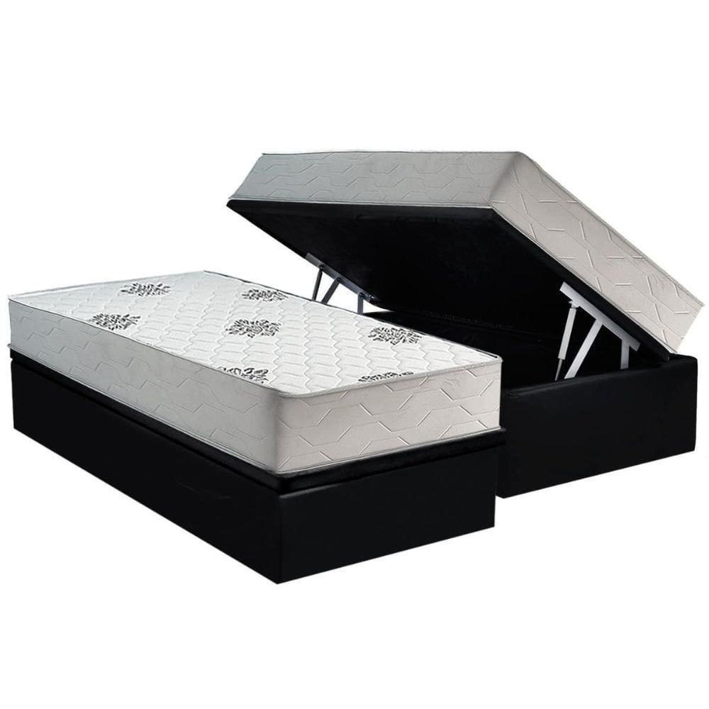 Cama Box Baú Solteiro + Colchão Ortopédico Inovaflex Comfort Premium