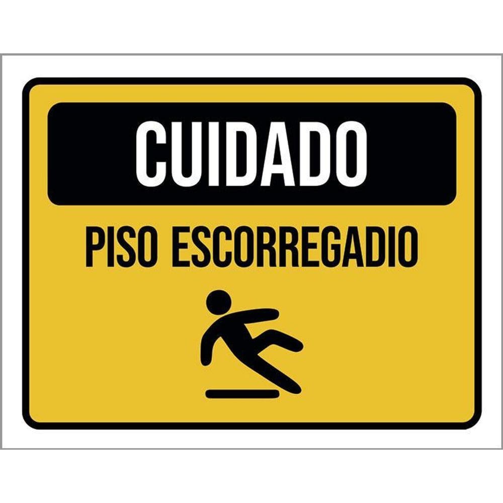 Placa De Sinalização - Cuidado Piso Escorregadio 36X46