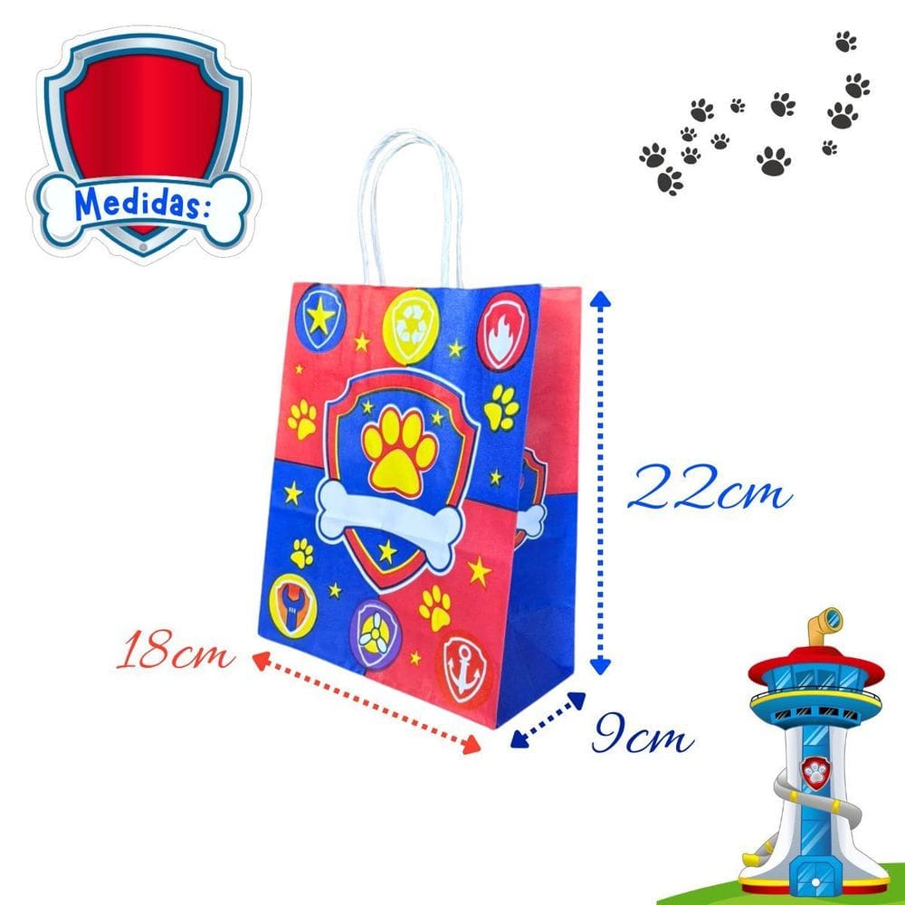 10 Sacola De Papel Super Heróis Princesa Personagens 18X9X22