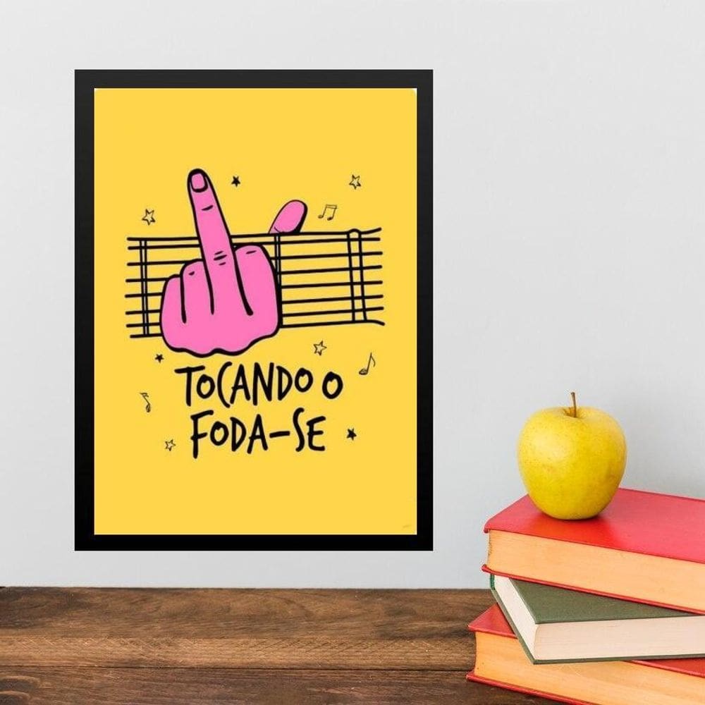 Quadro Decorativo Humor - Tocando O F 45X34Cm - Com Vidro