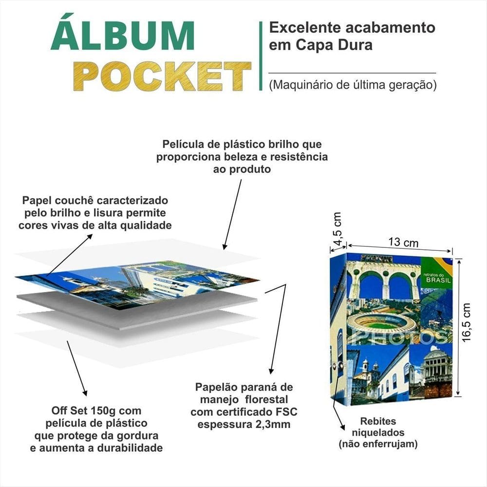 Álbum De Fotos 10X15 Até 480 Fotos Viagem Momentos Azul