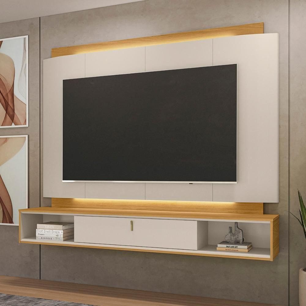 Home Painel Havana Para Até 75 Polegadas Com Led Tauari/off White Fosco
