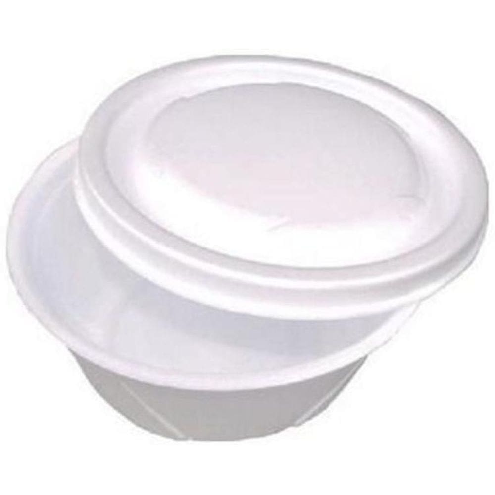 100 Cumbuca Pote Isopor Com Tampa Mr500 500Ml Ultra  2Pct