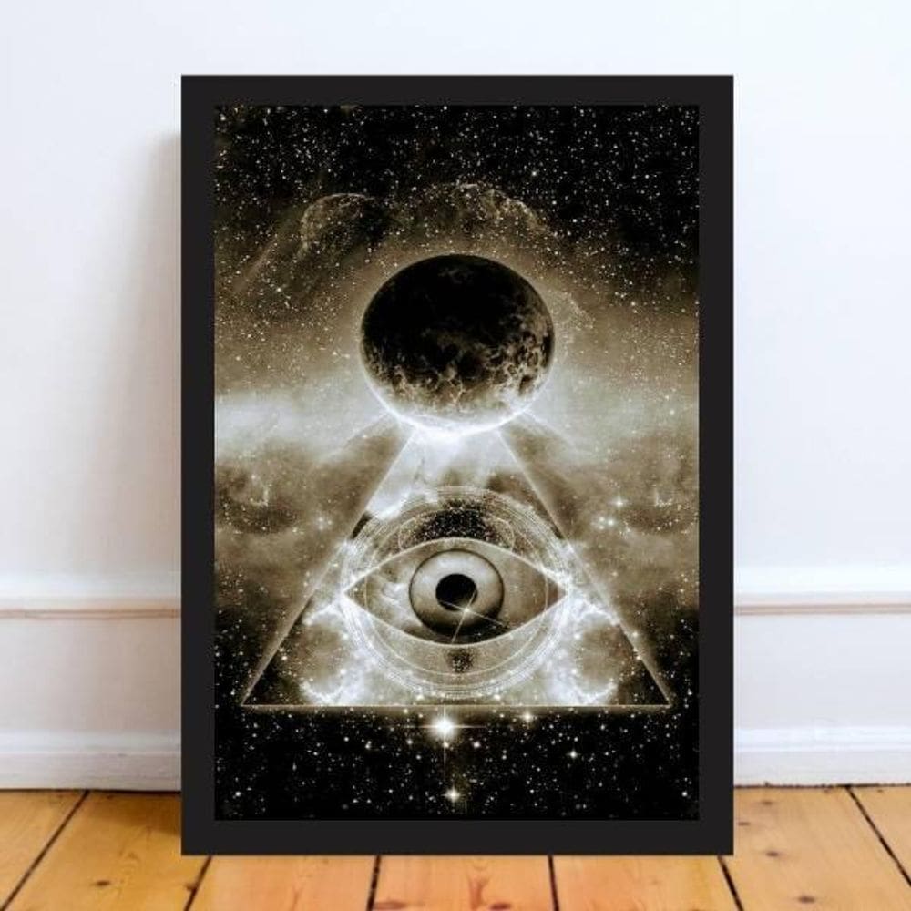 Quadro Decorativo Maçonaria 45X34Cm Com Vidro Madeira Preta