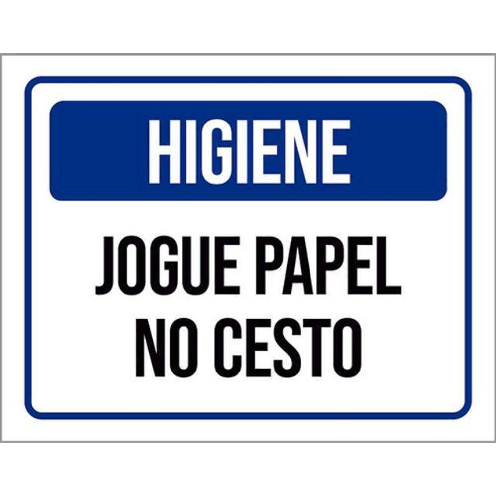 Kit 3 Placas Sinalização - Higiene Jogue Papel No Cesto