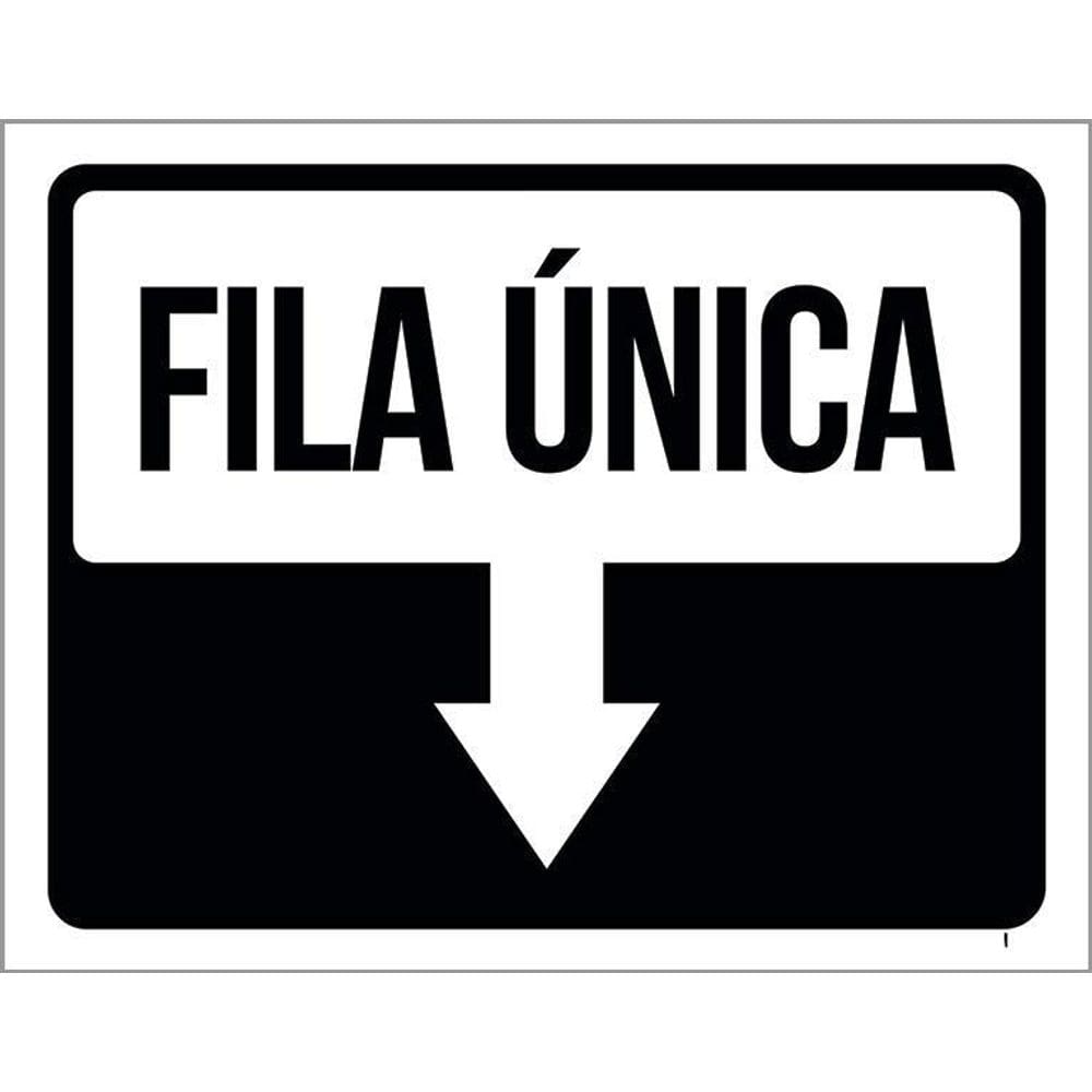 Placa Sinalização - Seta Fila Única 36X46
