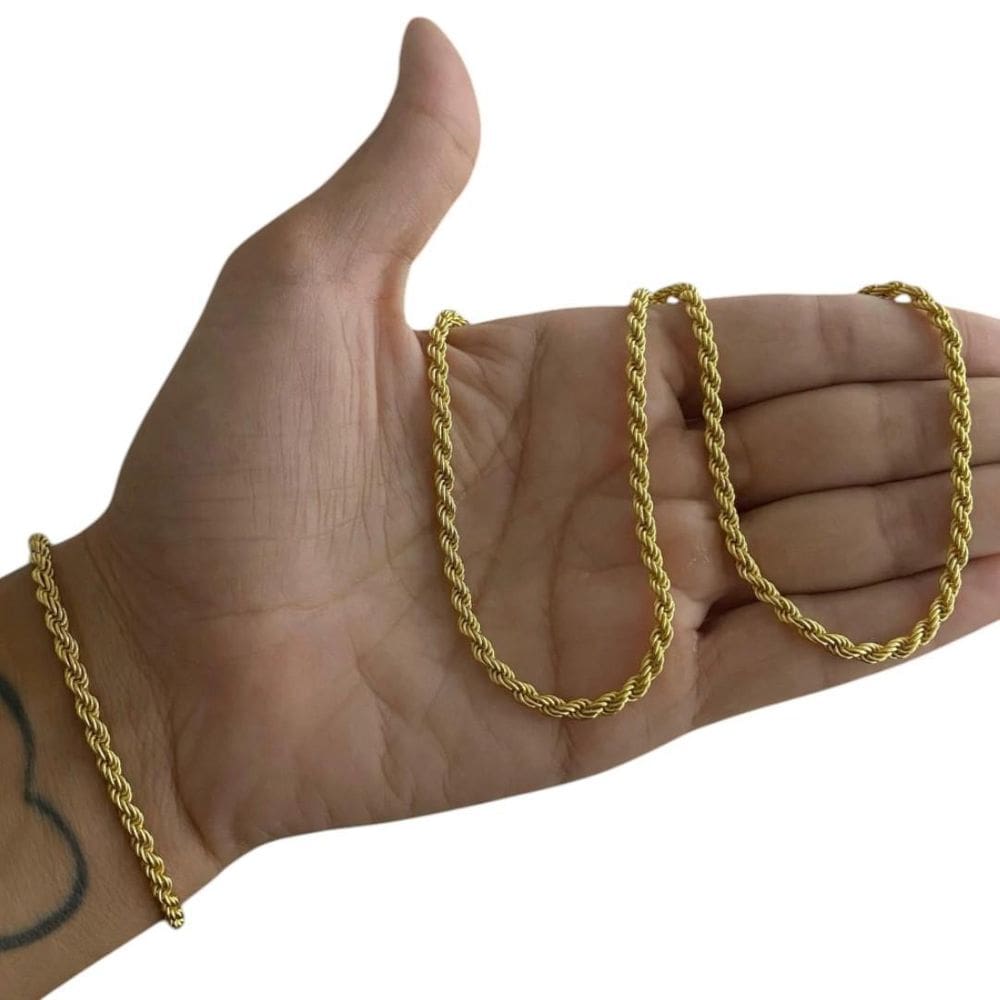 Cordão Baiano 3Mm Feminino - Banhado A Ouro 18K