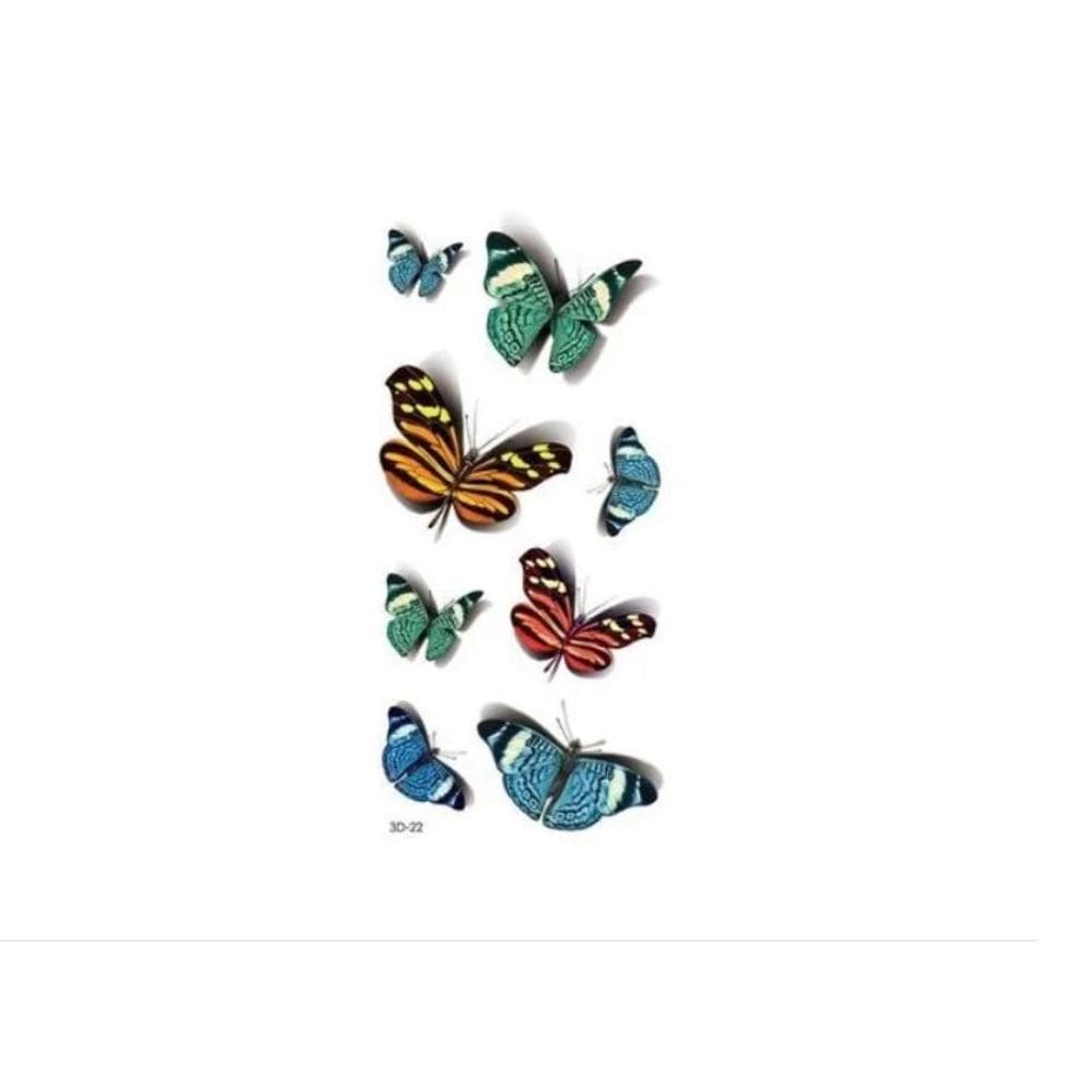 Tatuagem Temporária Borboleta 19X9 Kit 3D Realista Bonita