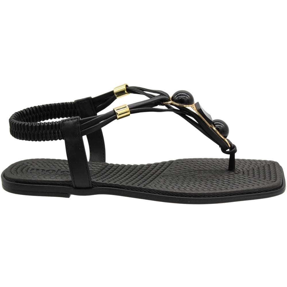 Sandália Rasteira Moleca Atenas Apliques Tiras Finas Feminina