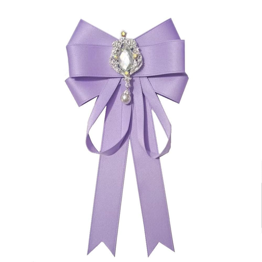 Broche, gravata borboleta JKQBUX, fita de strass, pré-amarrada, roxa