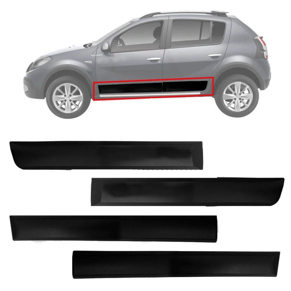 Friso Lateral Sandero Largo 2008 A 2014 Preto Fosco