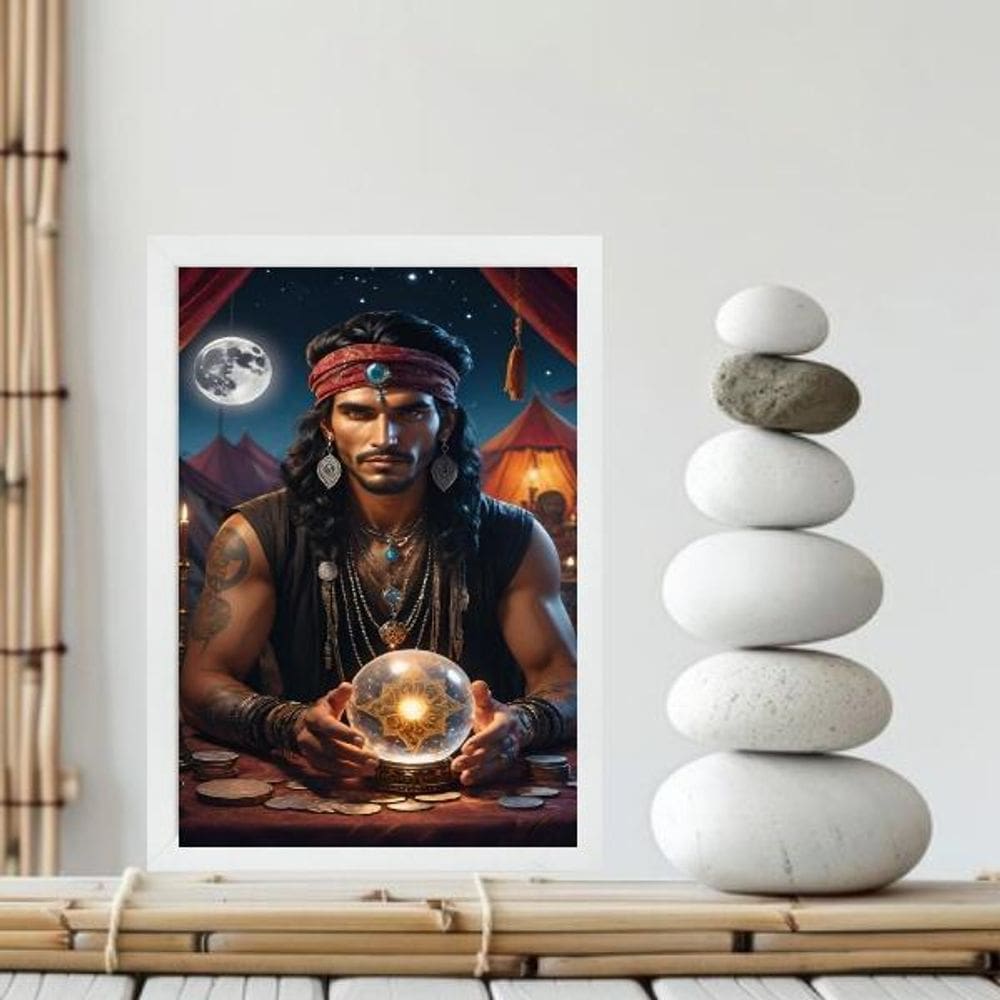 Quadro Cigano Wladimir - Bola Cristal 45X34Cm - Com Vidro