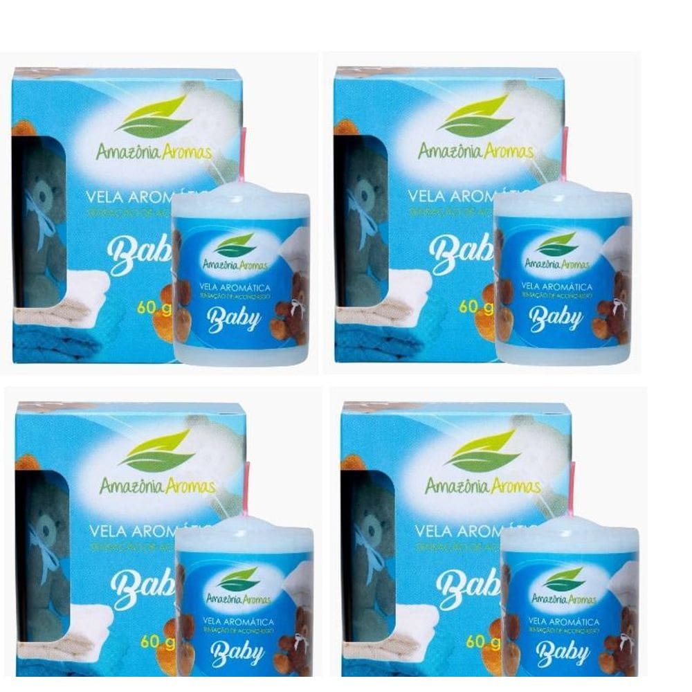 Vela Perfumada De Ambientes Baby Amazônia Aromas Kit C/4