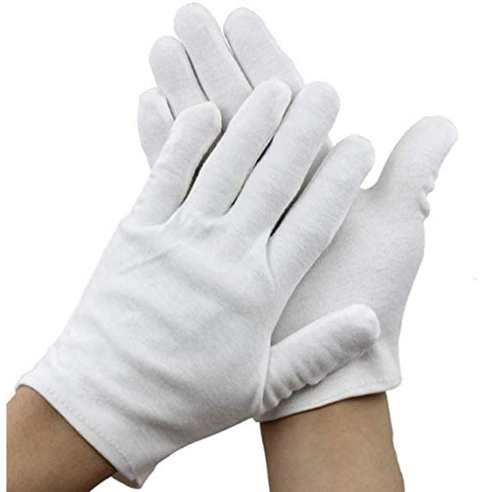 Luvas de trabalho WOIWO Soft Cotton, 6 pares para inspeção de joias