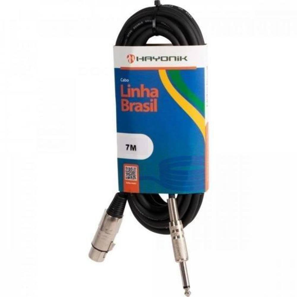 Cabo Para Microfone Linha Brasil XlrF X P10 7M Preto Hayonik