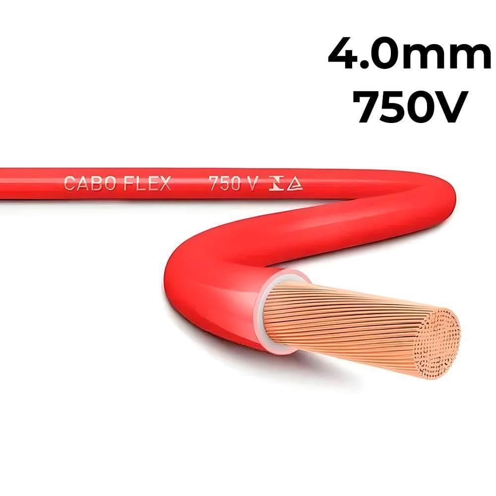 Metro Cabo De Energia Flexível 4Mm, 750V, Megatron -Vermelho