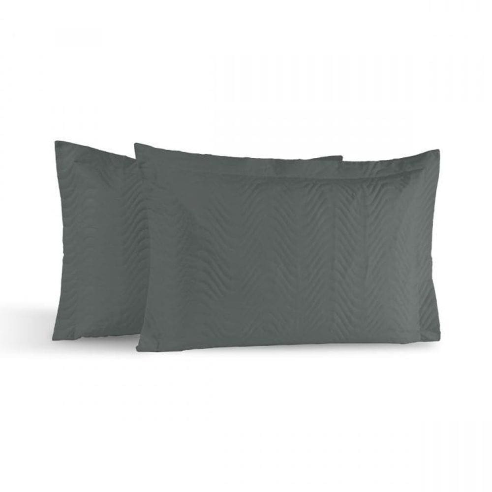 Kit 02 Portas Travesseiros Percal 180 Fios Silver Grafite