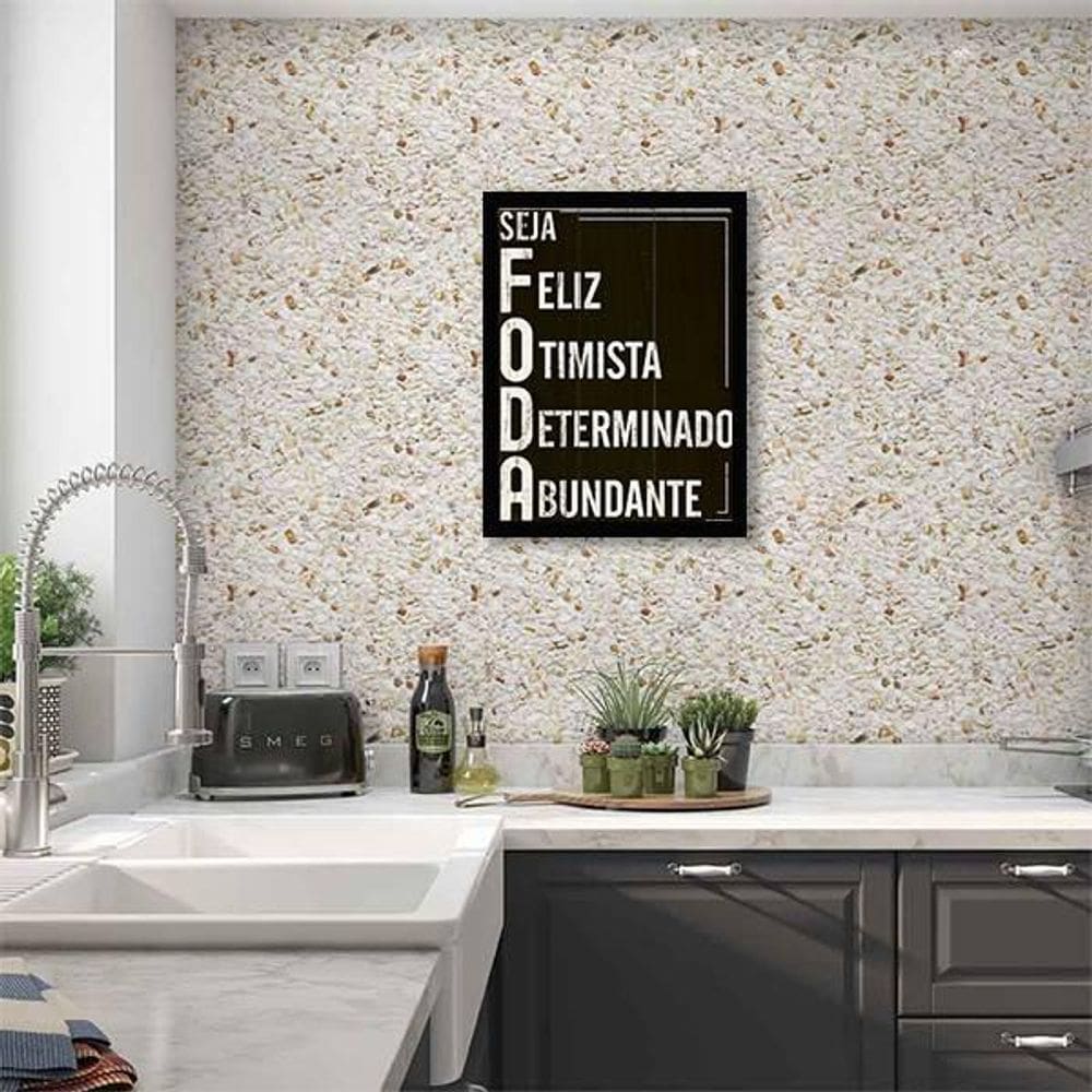 Quadro Decorativo Seja Feliz Otimista Determinado Abundante