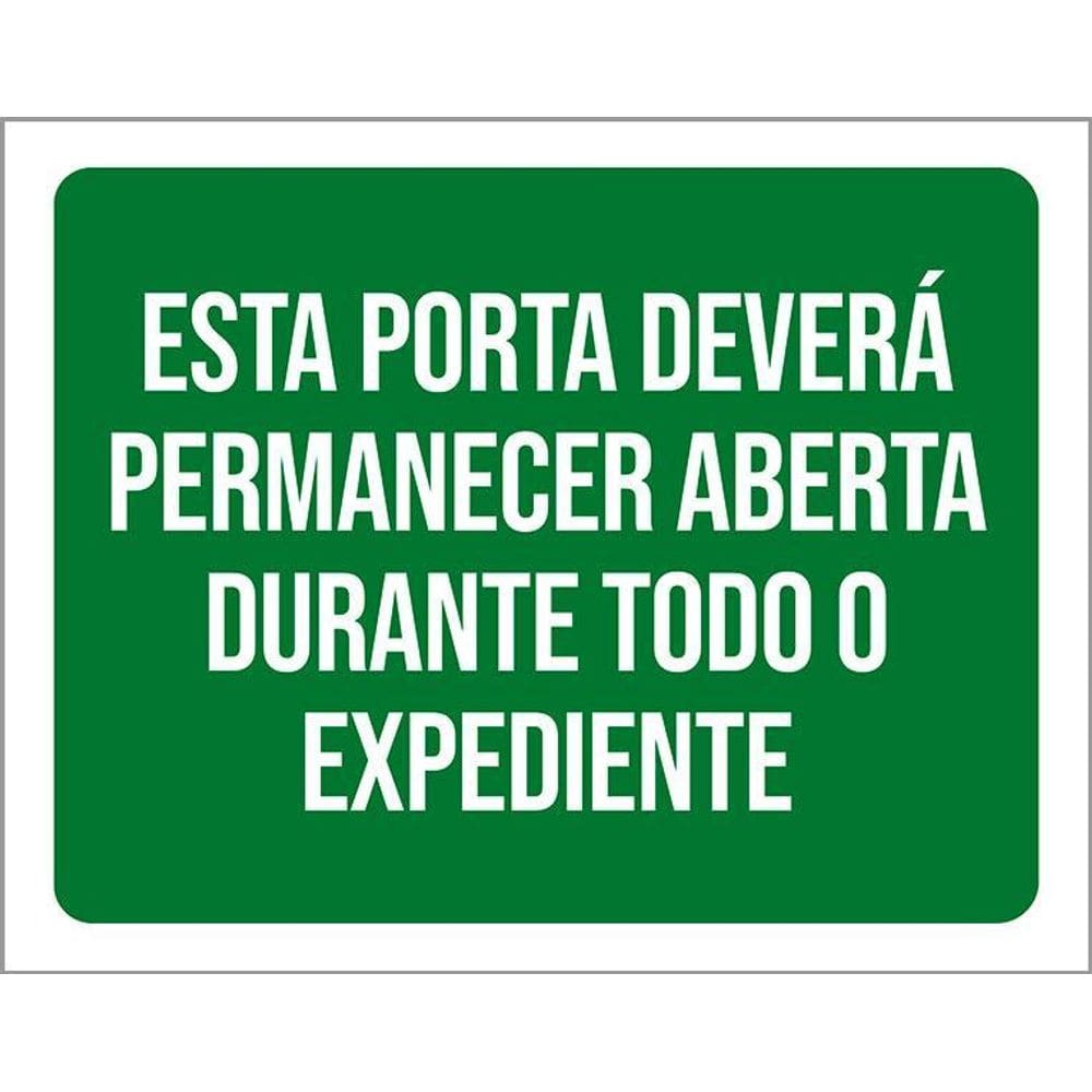 Kit 3 Placas Sinalização Porta Deverá Permanecer Aberta