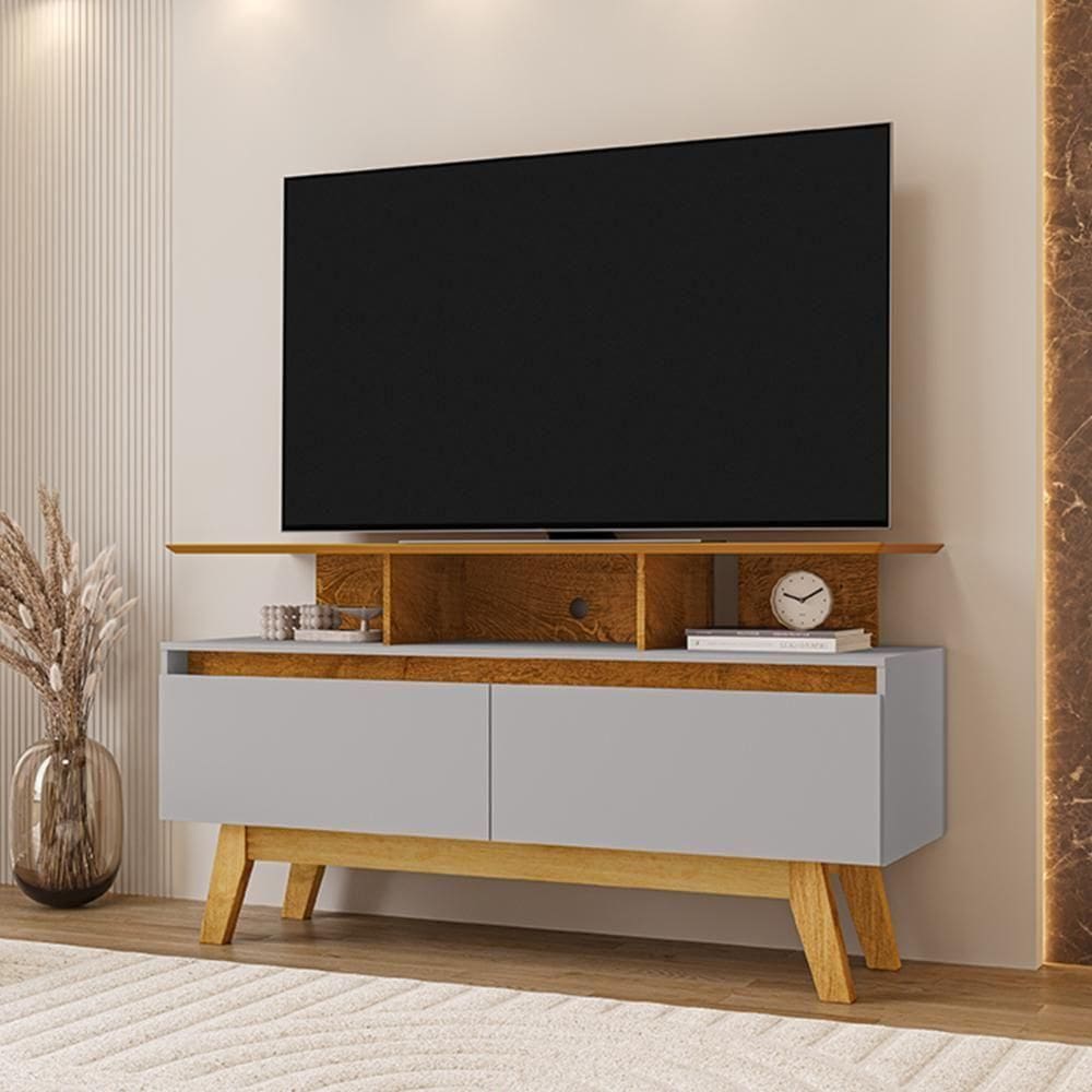 Rack Sala Rubi Para Até 50 2 Portas Pé Madeira Macica /off White