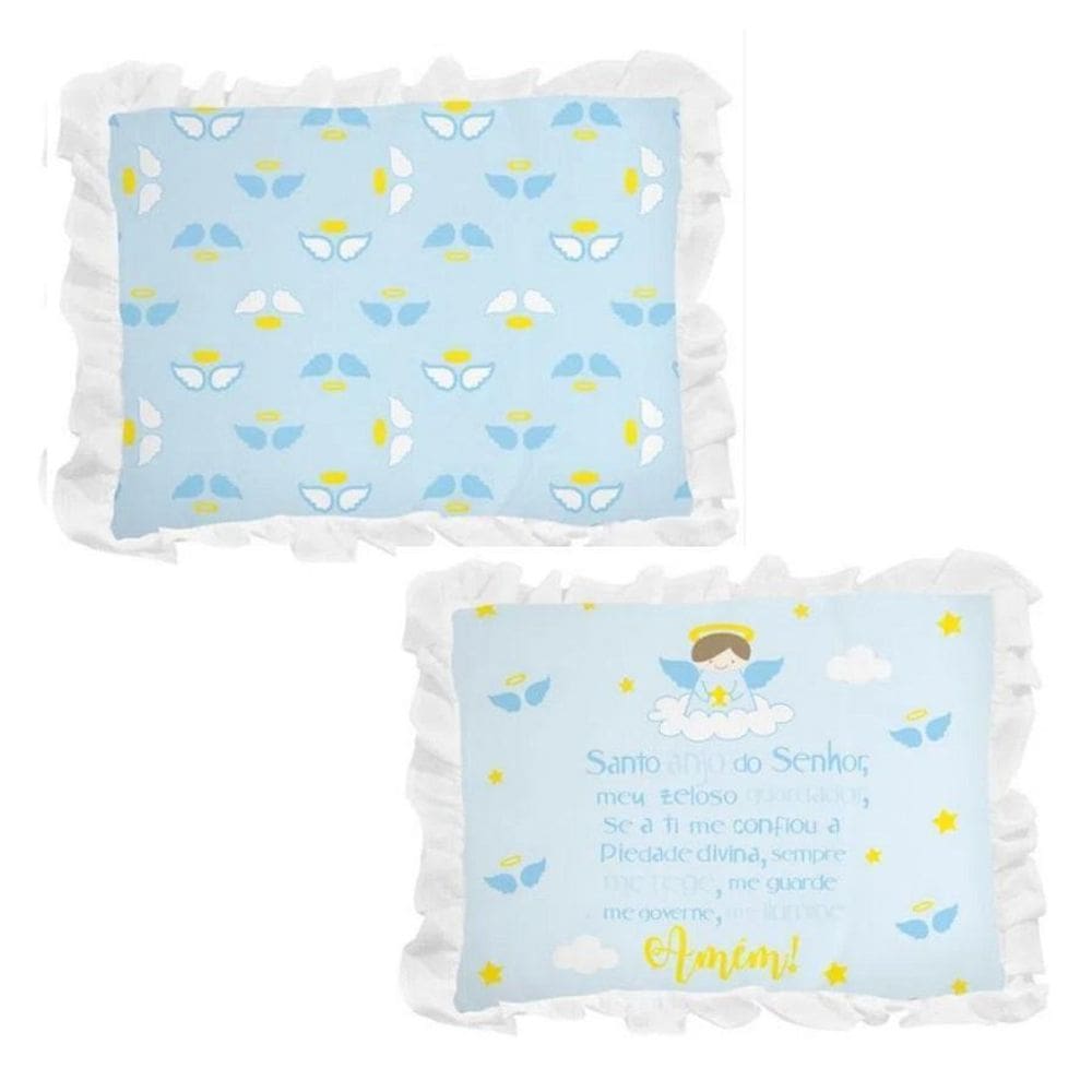 Travesseiro Bebê Oração Santo Anjo Incomfral 28X35 Masculino
