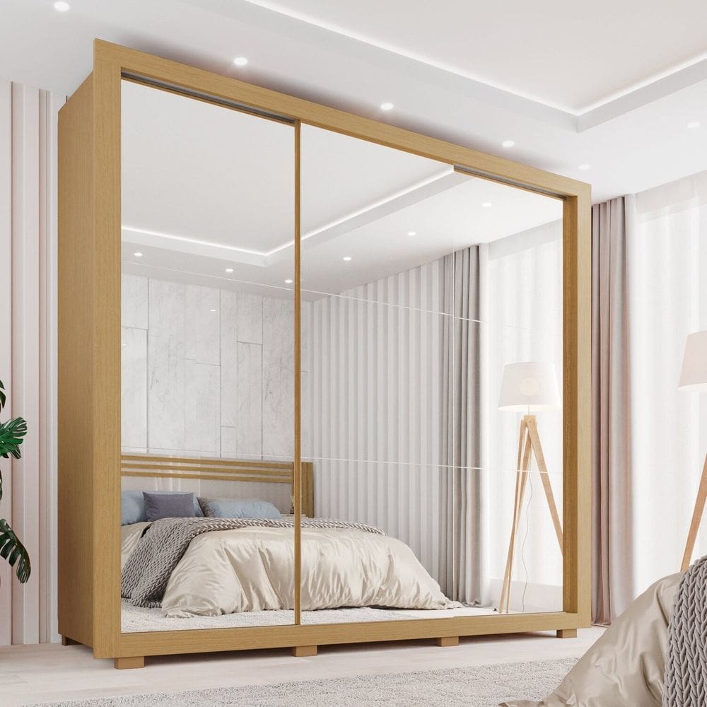 Guarda-roupa Casal 3 Portas Espelhado e 4 Gavetas Costa Rica Jequitiba