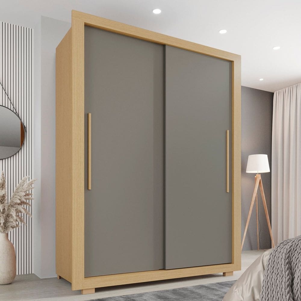 Guarda-roupa Solteiro 2 Portas 2 Gavetas Costa Rica Jequitibá/Granizo