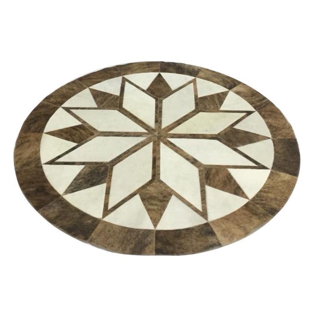 Tapete de couro Mandala Exótico / Branco 1,50 m de Diâmetro