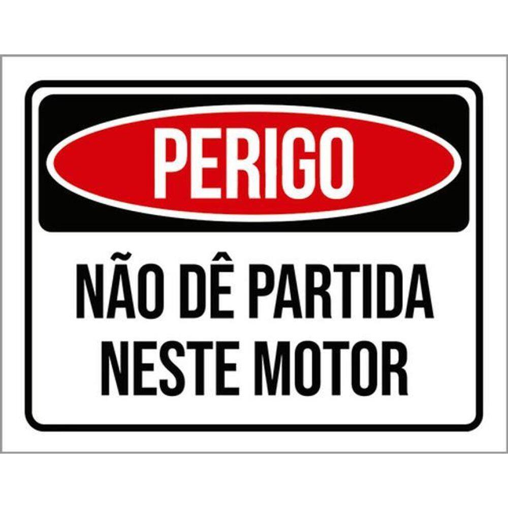 Kit 3 Placas Sinalização - Perigo Não Dê Partida Neste Motor
