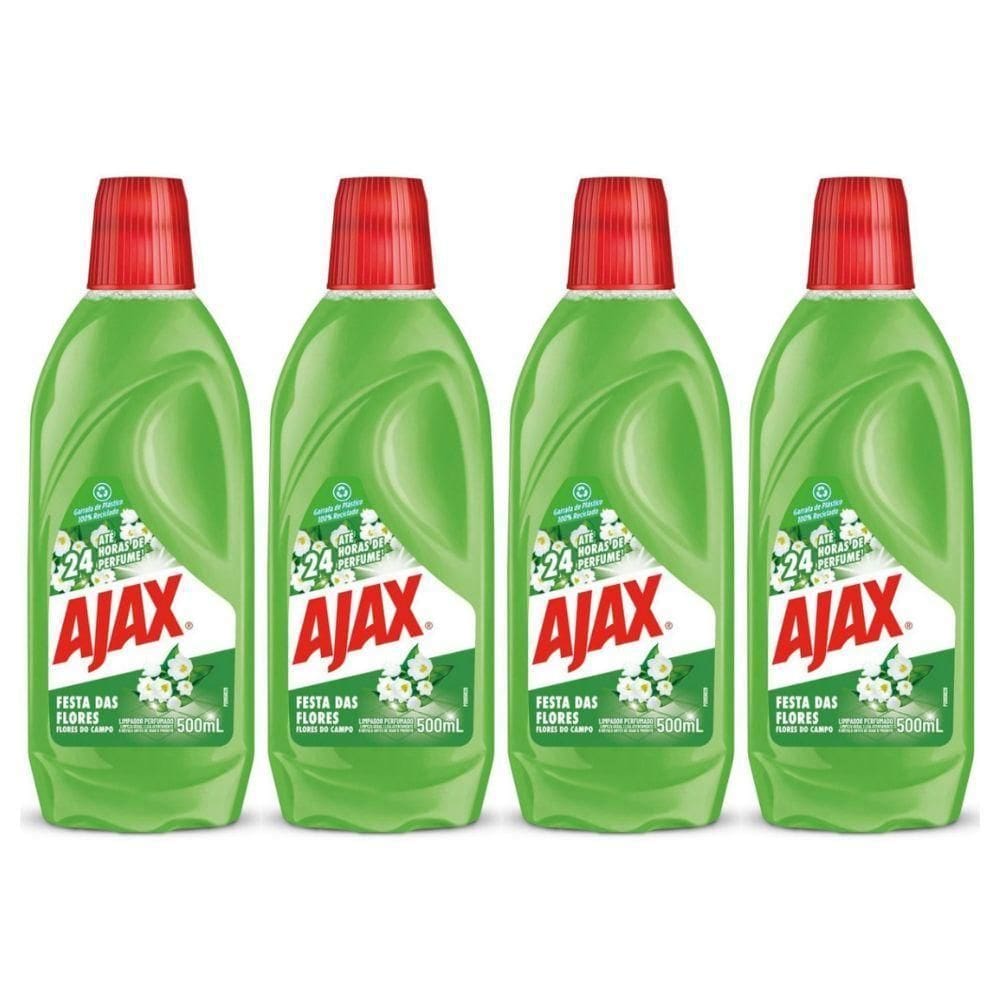 Kit 4 Limpador Ajax Festa Das Flores - Flores Do Campo 500ml