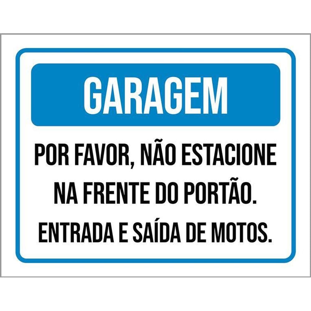 Kit 3 Placas Garagem Não Estacione Frente Portão