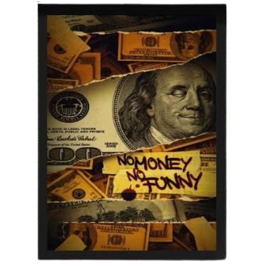 Quadro Decorativo Dollar No Money No Funny Com Vidro 24X18Cm