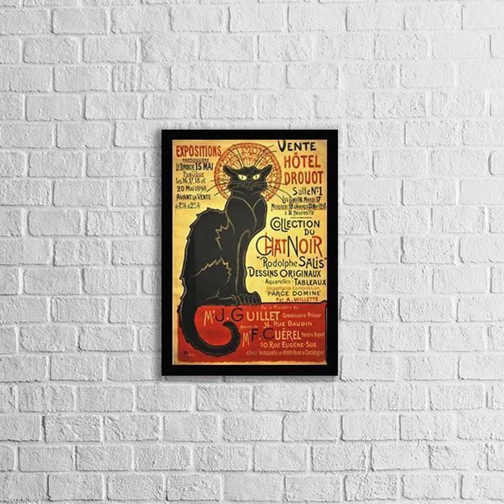 Quadro Chat Noir 33X24Cm - Com Vidro Moldura Preta
