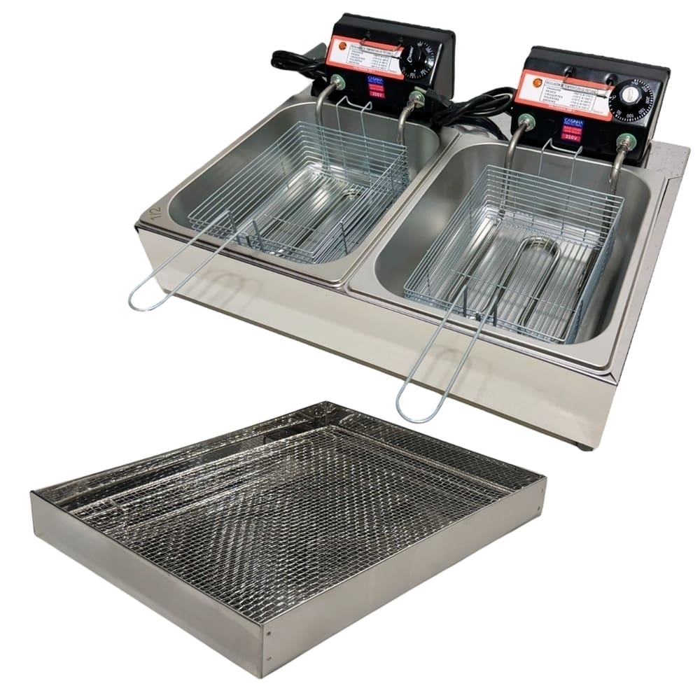 Fritadeira Elétrica Industrial 2 Cubas Antichamas 220V Com Escorredor G