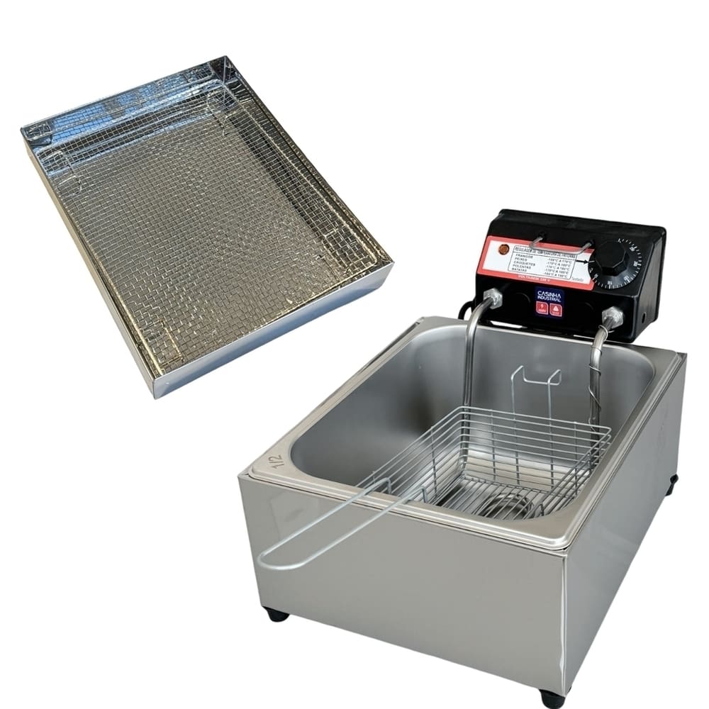 Fritadeira Elétrica Industrial Cuba Antichamas 7L 220V Com Escorredor M