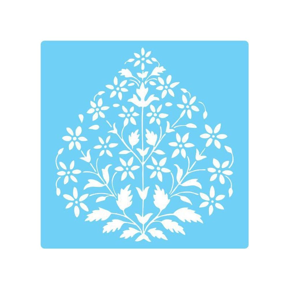 Stencil De Parede Tamako Floral - 55 X 55Cm - Ref 641