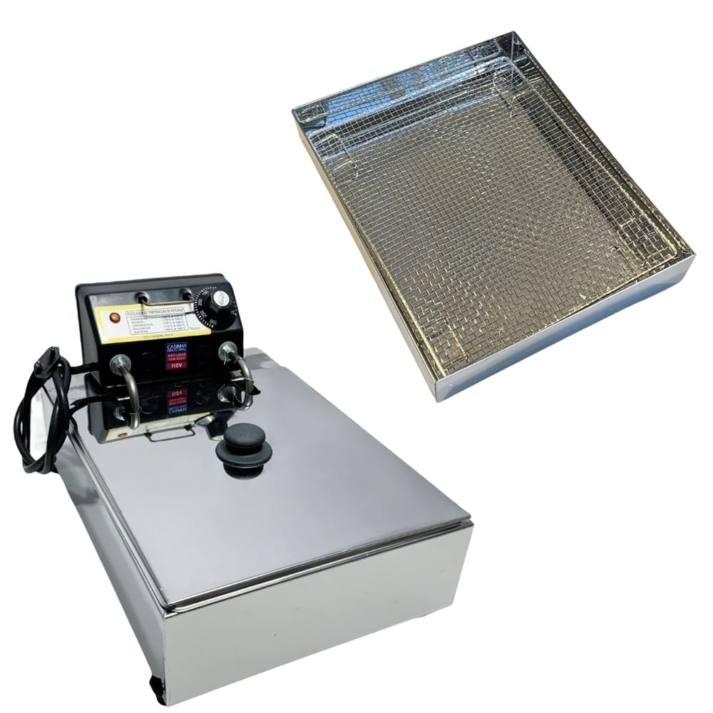 Fritadeira Elétrica Industrial Cuba Antichamas 5L 220V Com Tampa E Escorredor M