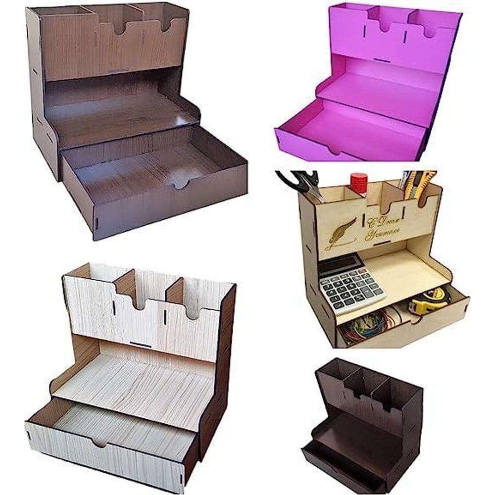 Porta Lapis Com Gaveta Porta Treco Modelo Deluxe 6 Cores Mdf