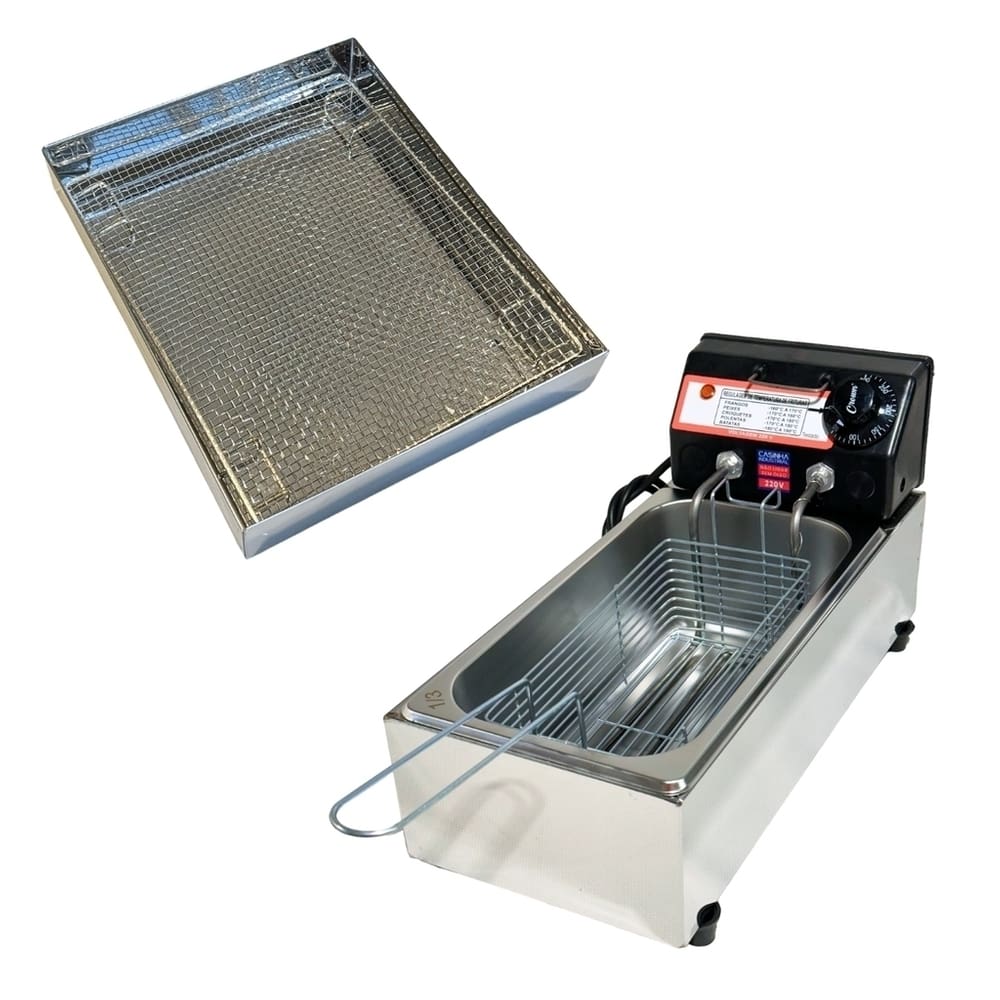 Fritadeira Elétrica Industrial Cuba Antichamas 3L 220V Com Escorredor M