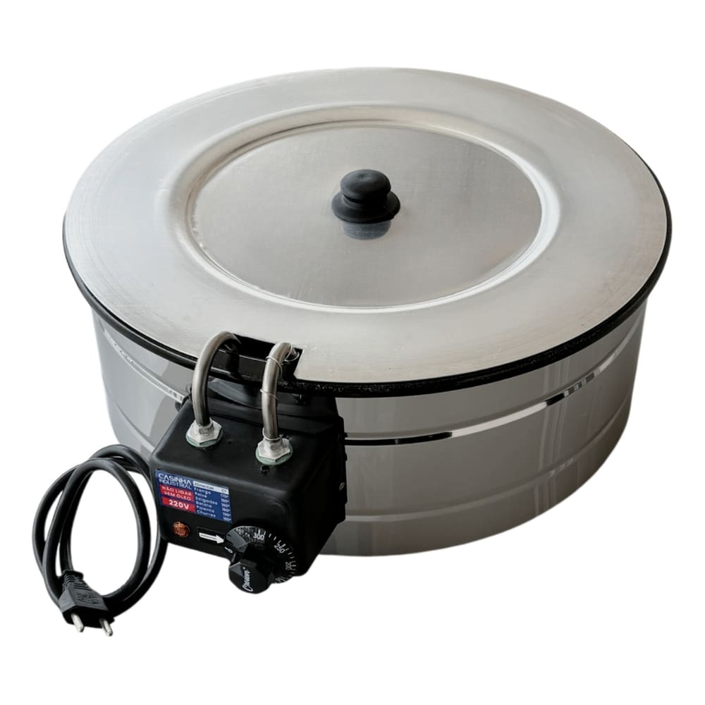 Fritadeira Elétrica Industrial Tacho 10L Esmaltado Com Tampa 220V