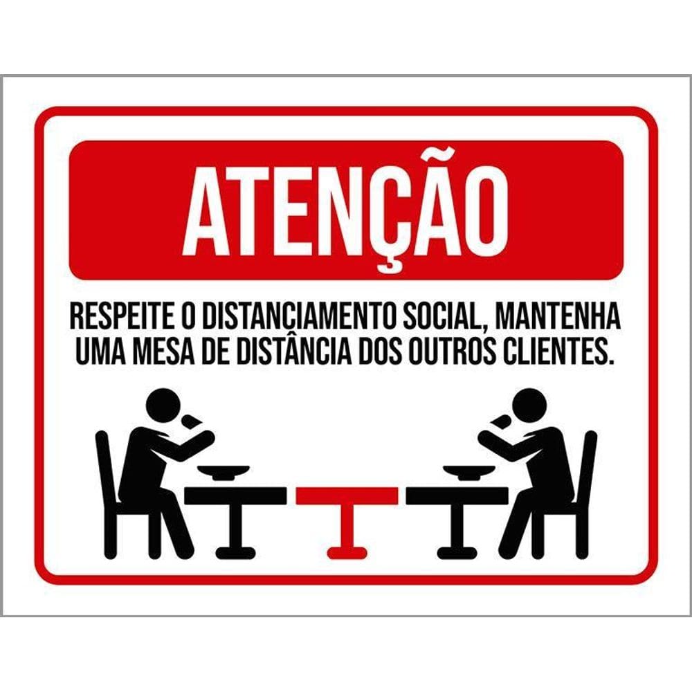 Kit 3 Placas Higiene Distanciamento Social Restaurante