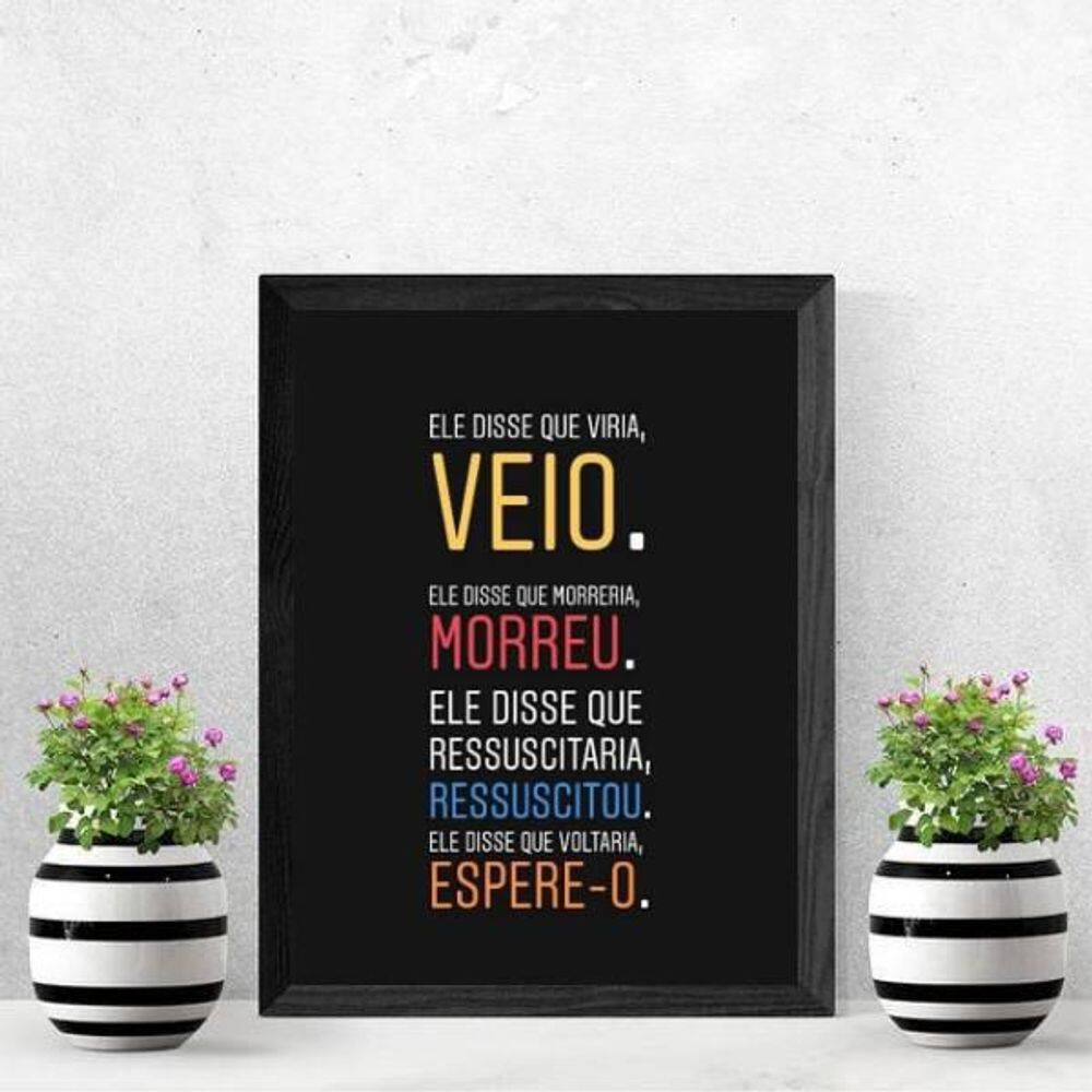 Quadro Decorativo Jesus Está Voltando 33X24Cm Moldura Preta