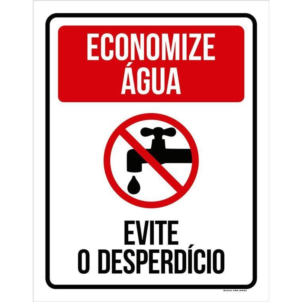 Kit 3 Placas Economize Água Evite Desperdício - Placa Sinali