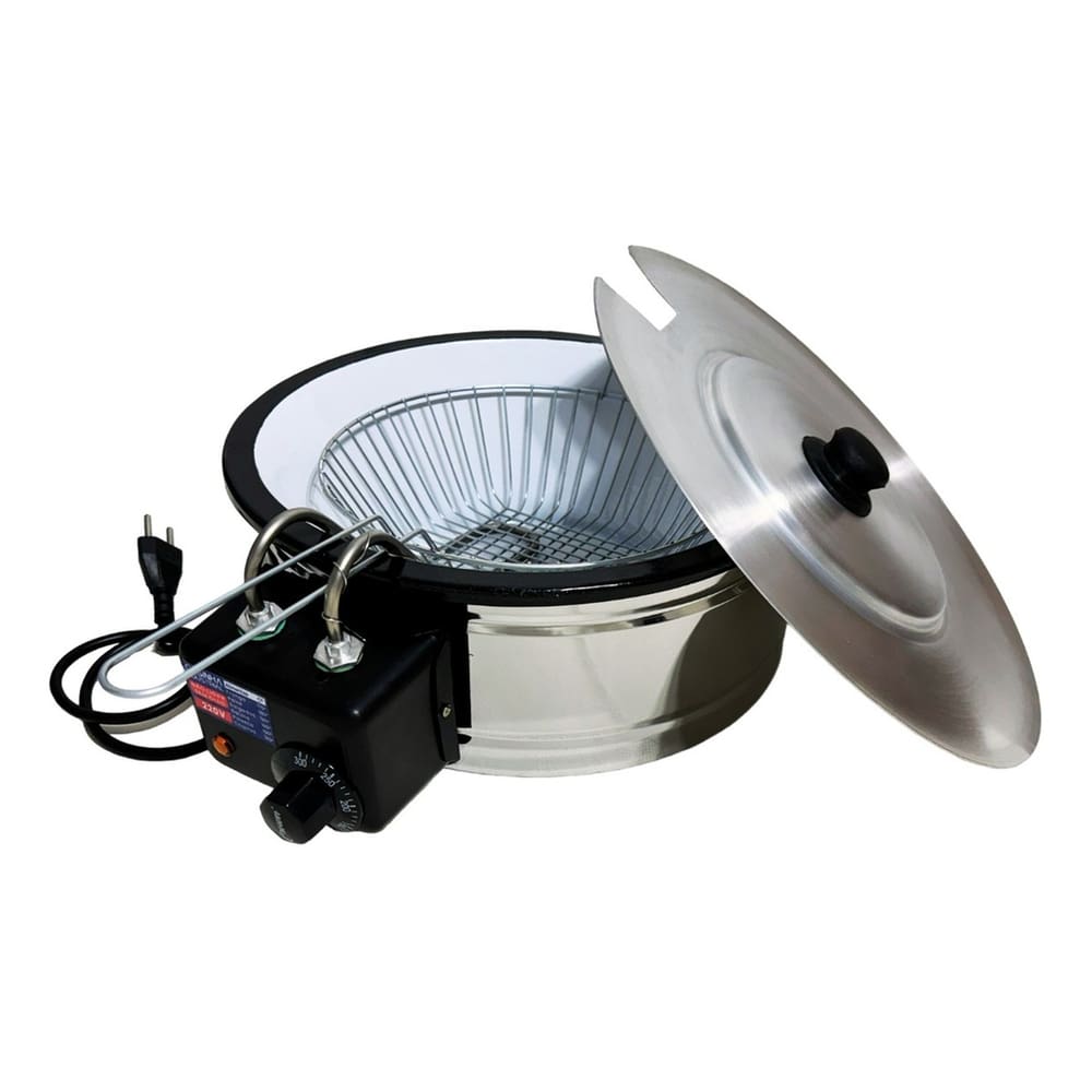 Fritadeira Elétrica Industrial Tacho Esmaltado 5L Com Tampa 110V
