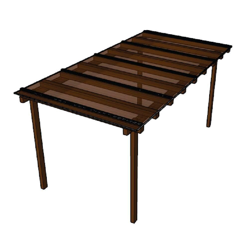 Kit Policarbonato Bronze 4mm 4,00m X 1,50m - Perfis Pretos Bronze: 35% De Transmissão De Luz