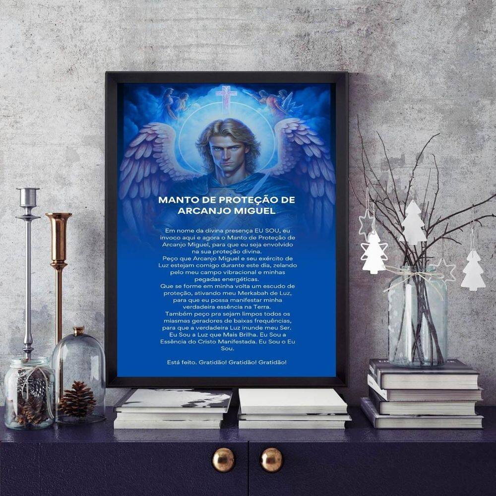 Quadro Manto De Proteção De Arcanjo Miguel 33X24Cm