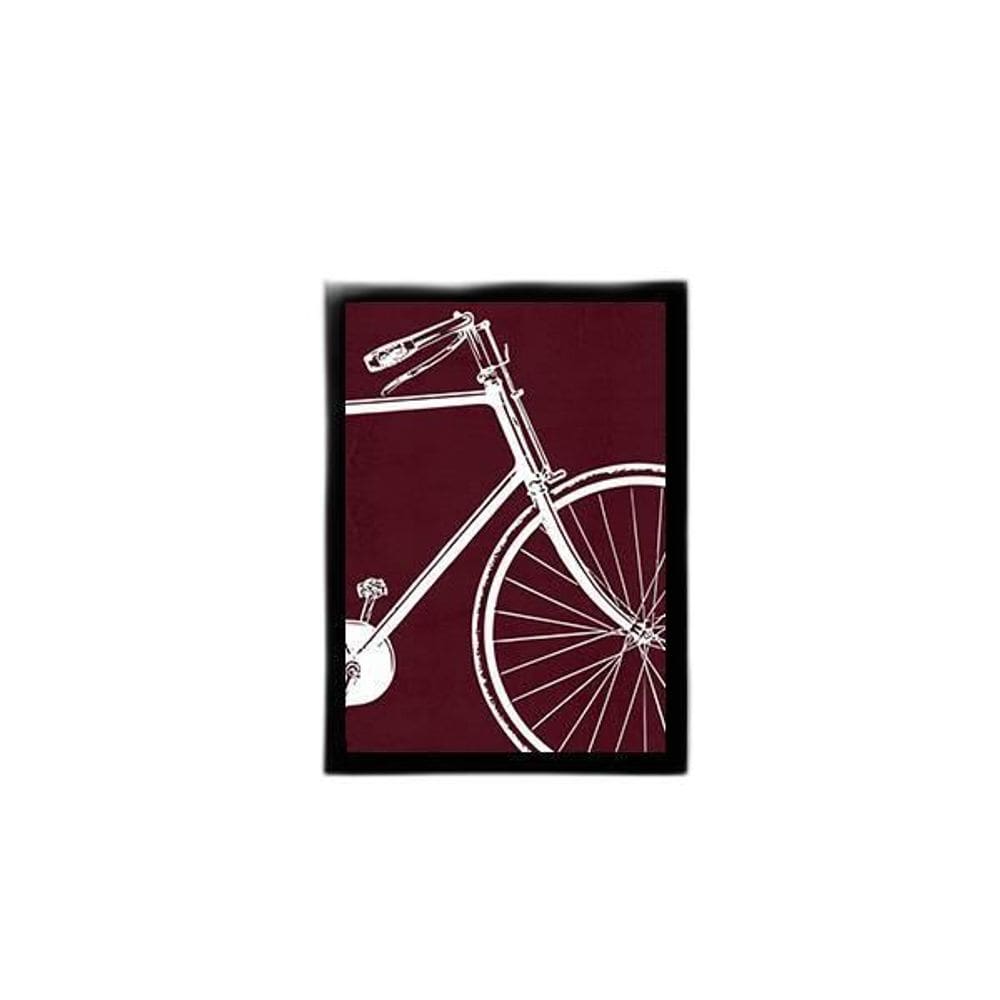 Quadro Desenho Bicicleta Fundo Vinho 33X24Cm - Moldura Preta